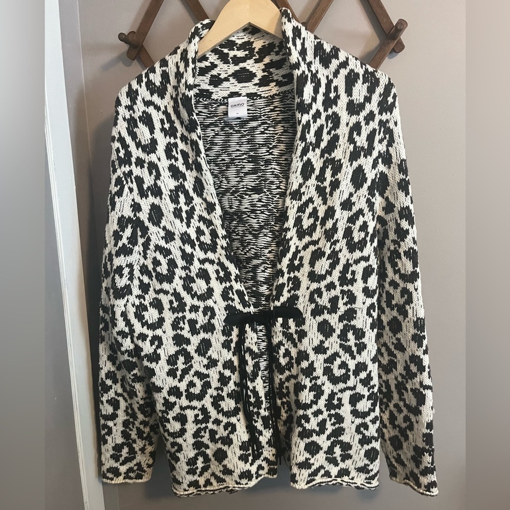 OXMO animal print knit Cardi